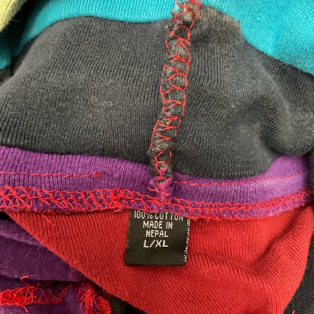 Women’s Red Hooded Zip Jacket with Rainbow Trim - Picture 7 of 7